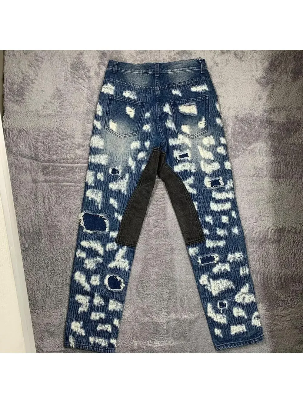 Aelfric Eden Distressed Jeans Mens 30 Blue Ripped Patchwork Streetwear Straight